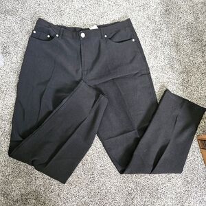 Black straight leg dress pants
